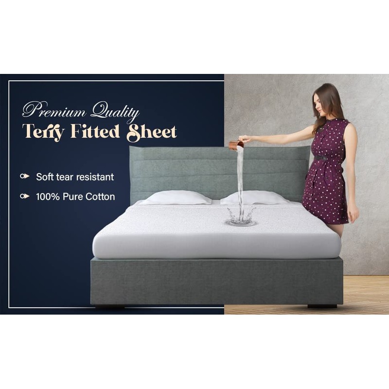 Sunshine Comforts 100% Cotton Waterproof Mattress Protector Double- Breathable Matressesdouble