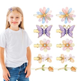 10 Pcs Decorative Hair Clips for Women and Girls, Metal Butterfly Hair Clips Rhinestone Crystal Hairpins Accessories, Fashion Cute Glitter Flower Barrettes Suitable for Most Hairstyle