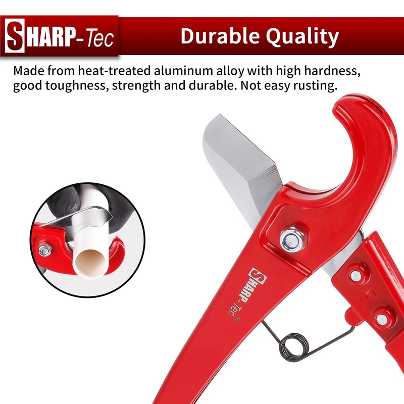 Sharp-tec PVC Pipe Cutter 0-32mm, Ratchet Plastic Pipe Cutter with