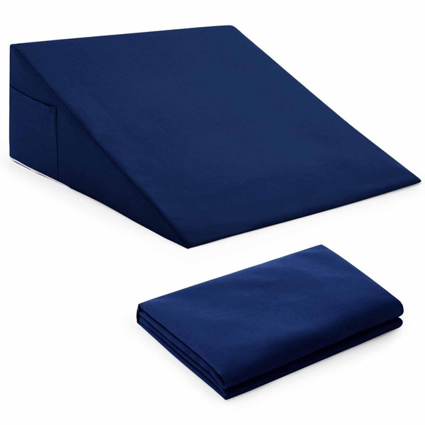 Horbaunal Navy Blue Bed Wedge Pillow Cover with Zipper Design,