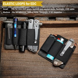 VIPERADE PL7 EDC Pouch Velcro Pouch, EDC Elastic Organizer Holder, EDC Organizer Pouch Panel Accessory Holder with Hook Back for Backpack, Tactical Vest, EDC Bag (M+L)