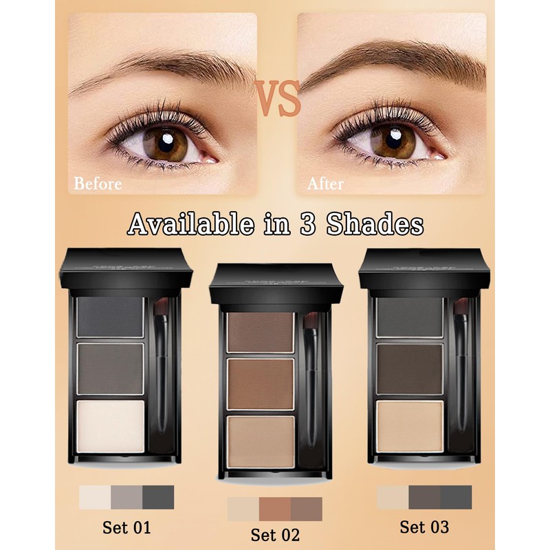 Eyebrow Powder Makeup Kit, 3 in 1 Eyebrow Kit, Brow