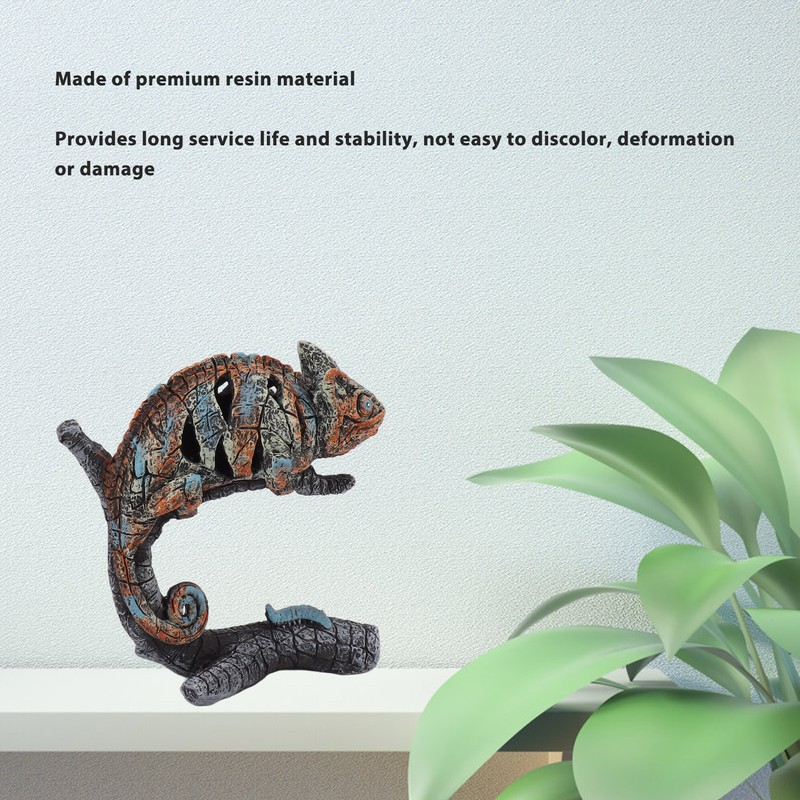 Chameleon Statue Sculpture Resin Chameleon Wild Animal Figurine Ornament for