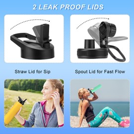 Insulated Water Bottle Bulk, 4 Pack 24oz Water Bottles Straw & Spout Lid, Double Wall Stainless Steel, Appreciation Gift for Teacher Nurse Sports Travel Fitness Outdoor, Mixed Color Set