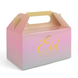 Crazy Night 12 Pcs Eid Mubarak Ramadan Treat Box, 3.5 x 3.5 x 6.5In, Candy Boxes Party Favor, Gift Boxes for Cookie Dessert Goody Boxes with Handle