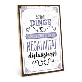 TypeStoff Wooden Sign with Saying - Distance - Vintage Look with Quote as Gift and Decoration on Life and Motivation - HS-01234