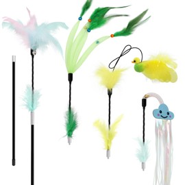 SONGWAY Cat Toy Feather, Cat Teaser, Popular Feather, Cat Toy, Natural Feathers, Approximately 60 cm Long Rod