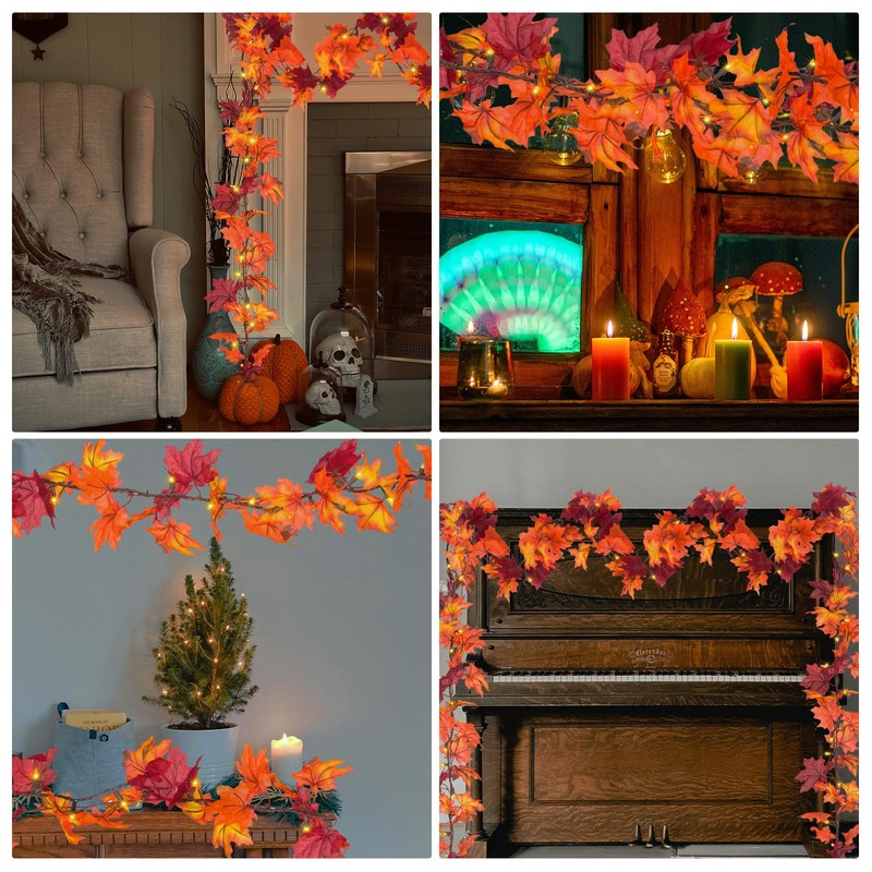 Brillarlights Thanksgiving Decorations for Home Lighted Garland with Lights, 11FT