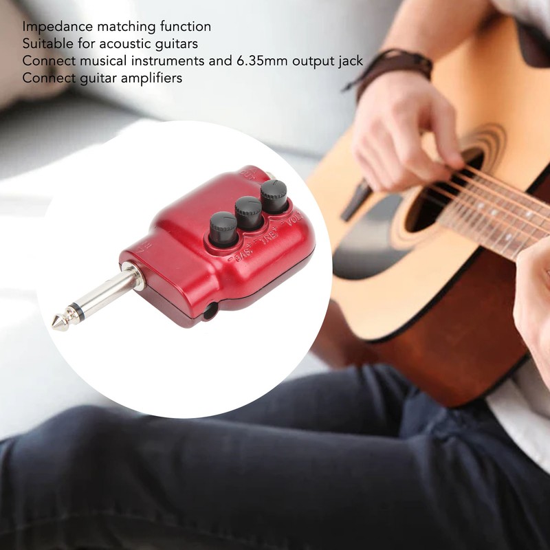 Guitar Pre Amplifier Mini Preamp 6.35mm Plug for Acoustic Guitars