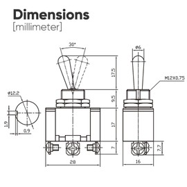 3-Pack Toggle Switch with Waterproof Cap KN3A-102, ON/ON SPDT 3Pin 20A 12mm/0.47" Heavy Duty Bakelite Rocker Switches Silver-Plated Copper Terminal for Auto Car Marine Boat