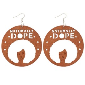 TIANHONGYAN Natural Wooden Bohemian Statement Earrings African Wooden Dangle Ethnic Retro Earrings for Womens Exaggeration Wooden Hollow Round African Earrings (Brown)