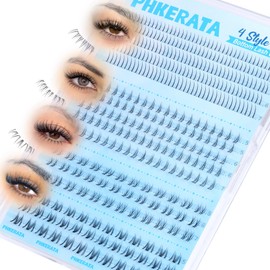 PHKERATA 4 Style Bottom Lashes Natural Bottom Lash CLusters Lower Manga Eyelash Clusters 372pcs Anime Fairy Individual Lashes Bottoms DIY Eyelash Extensions, 5-7mm