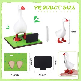 Relaxweex Magnetic Goose Key Holder Cute Home Decor Statue Cute Resin Goose Statue with Wooden Base Writable Sign Chalk for New Apartment Housewarming Gifts Office Table Desk Home Decor