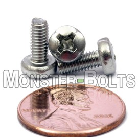 M3.5-0.60 x 8mm - Qty 50 - Metric Stainless Steel Phillips Pan Machine Screw (Type H) 18-8 / A2 - DIN 7985A - MonsterBolts (M3.5 x 8mm, 50)