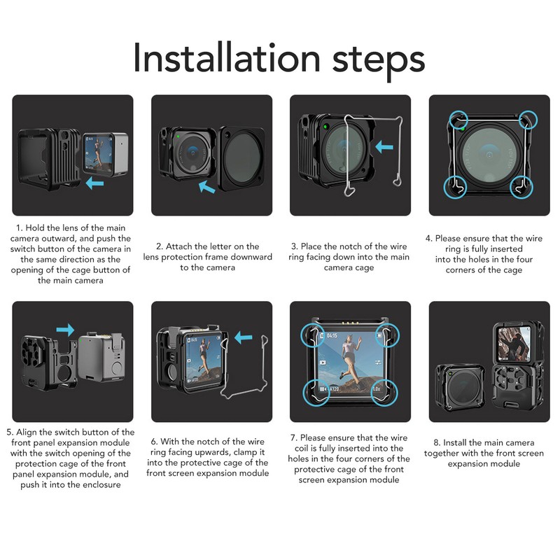 Action Camera Protection Extended Frame Aluminum Alloy Protective Cage for