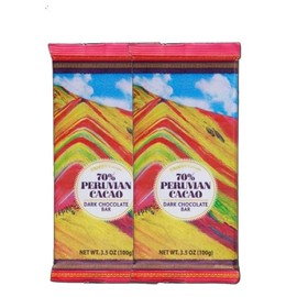70% Peruvian Cacao Dark Chocolate Bar 3.5 Oz Pack of 2