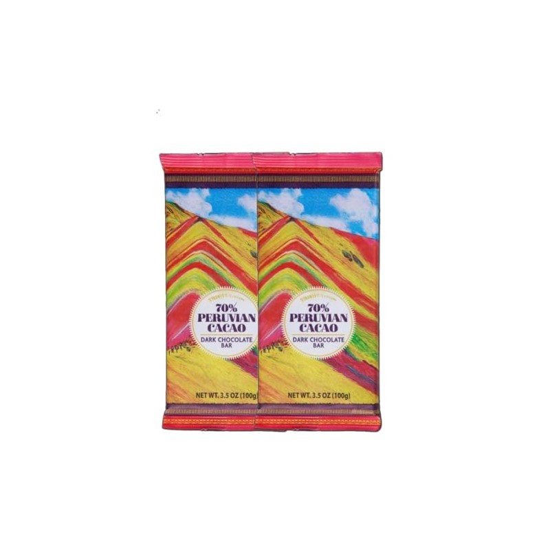 70% Peruvian Cacao Dark Chocolate Bar 3.5 Oz Pack of
