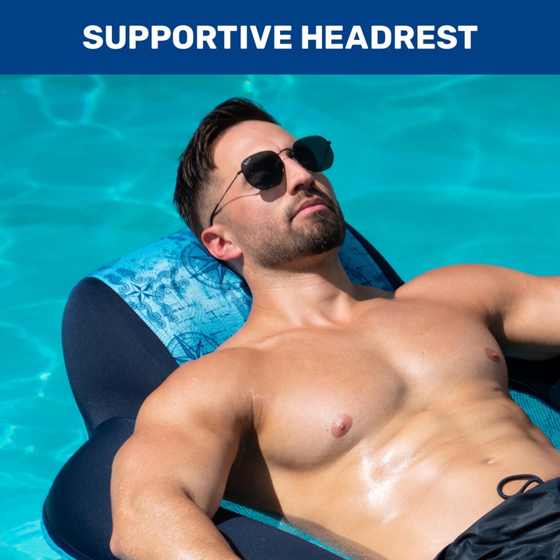 Aqua Luxury Water Lounge, X-Large, Inflatable Pool Float with Headrest,