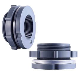 Wejjue 2 Pieces PVC Bulkhead Fitting 1Inch /1.5 inch Plastic Pipe Connector for rain Barrel Aquarium Bulkhead Tank Bulkhead Aquarium Bulkhead (1.5in)