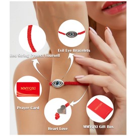 MMYQXI Evil Eye Bracelet Red String Bracelet Protection, Red Bracelet Adjustable, Red String Bracelets Good Lucky, Red String Amulet for Women Men
