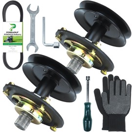 POSEAGLE 2 Pack 753-05319 Spindle Assembly with 756-0486 Spindle Pulley 954-0329A Belt 5/8x70 Replaces 717-0906, 717-0906A, 917-0906, 917-0906A, 754-0329, 754-0329A for MTD Lawn Tractors