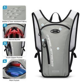 Maelstrom Hydration Backpack, Hiking Backpack with 2L Water Bladder, Running Hydration Vest for Cycling Hiking Rave for Men Women (Gray, 2L Bladder)