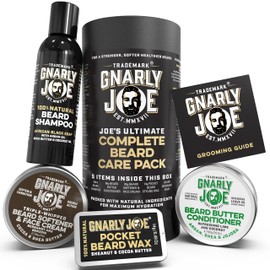 Gnarly Joe Beard Grooming Kit for Men - Complete Beard Care Gift Pack for Men Including 5 of Joe's Most Popular Products - Beard Softener, Beard Wax, Beard Shampoo, Beard Conditioner & Grooming Guide