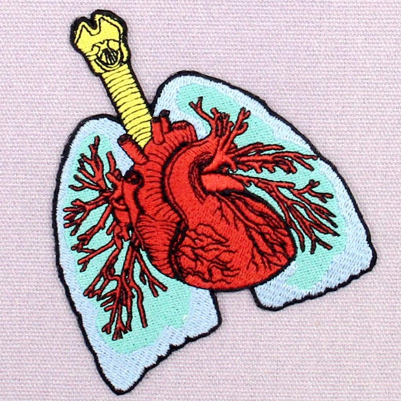 The Lungs and Heart Embroidered Badge Patch Iron or Sew