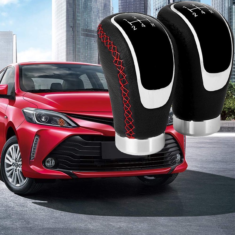 Semoss Gear Knob 5 Speed Universal Leather Gear Knobs with