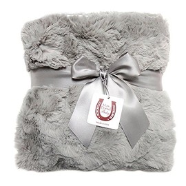 Max Daniel Luxe Grey Bunny Baby Blanket - Double-Sided - Grey Piped Edge - Soft