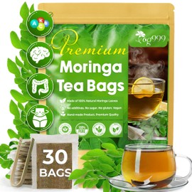 TOG999, Premium 30 Moringa Leaf Tea Bags, 100% Natural & Pure. Loose Leaf Moringa Herbal Tea. No Sugar, No Caffeine, No Gluten, Vegan.