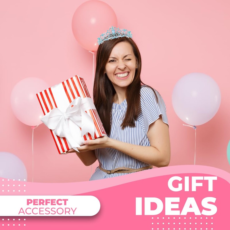 Papoopy Birthday Tiara and Crown with Sash for Women, Hair