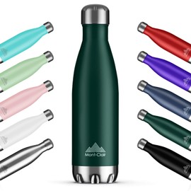 Mont-Clair H2O Stainless Steel Drinking Bottle - Thermos Flask - BPA-Free - Water Bottle, Stainless Steel Drinking Bottle 500 ml - 24 Hours Cold & 12 Hours Warm - Leak-Proof Drinking Bottle - Dark Green