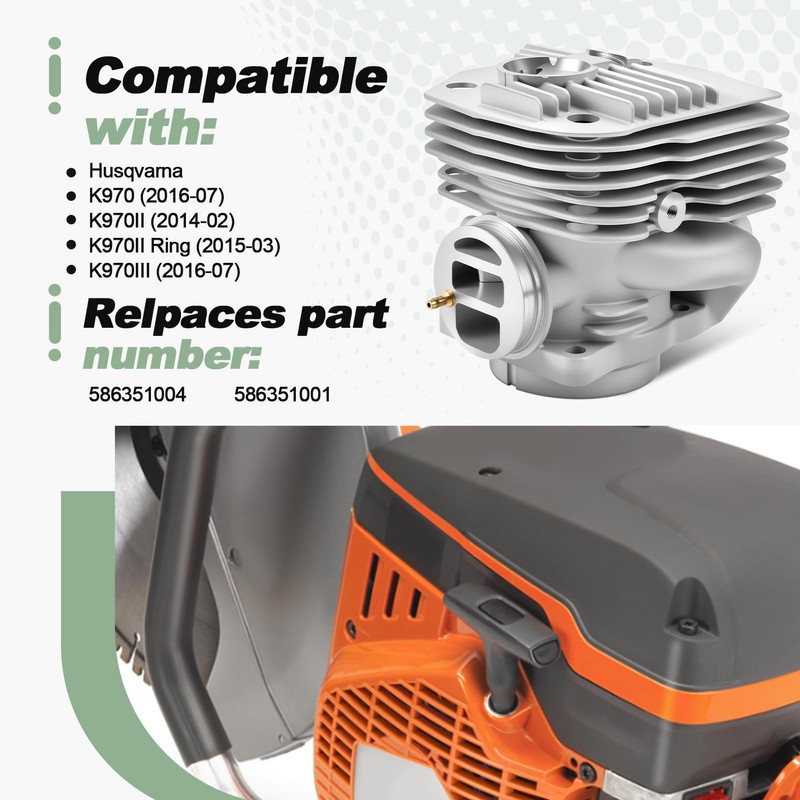 Quctaki Cylinder Piston Kit with Gaskets Compatible with Husqvarna K970