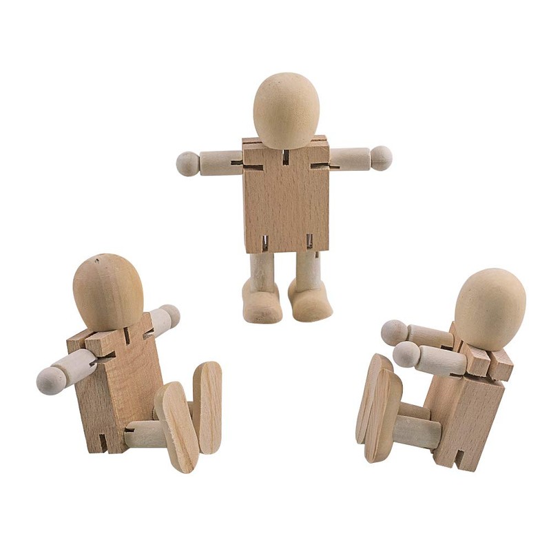 HSOMiD Cute Fidget Wood Robot Block Action Figures Model Theme,