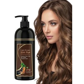 Hair Dye Shampoo 3 en 1 – Shampoo Tinte para Canas para Mujeres y Hombres | Color Light Brown/Castaño Claro | Cubre Canas Instantáneo, Deja Color Natu