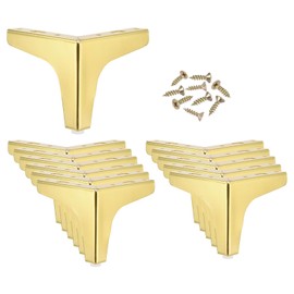 PATIKIL Metal Furniture Legs 4 Inch, 12 Pack Triangle Furniture Feet DIY Replacement Legs Modern Style for Cabinet Cupboard Table Couch Sofa Dresser, Gold