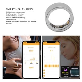 Luqeeg Smart Health Ring, Bluetooth Pressure Sleep Monitoring Health Ring Fitness IPX8 Rechargeable Health Monitor for Heart Rate, Body Temperature, Sleep, Pedometer