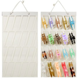 mumisuto Hair Clips Storage Holder Display Holder for Hair Accessories Large Hanging Jewellery Organiser for Girls, Hair Accessories Organiser, Hanging Claw Clip with 20 Ribbons Hair Clip