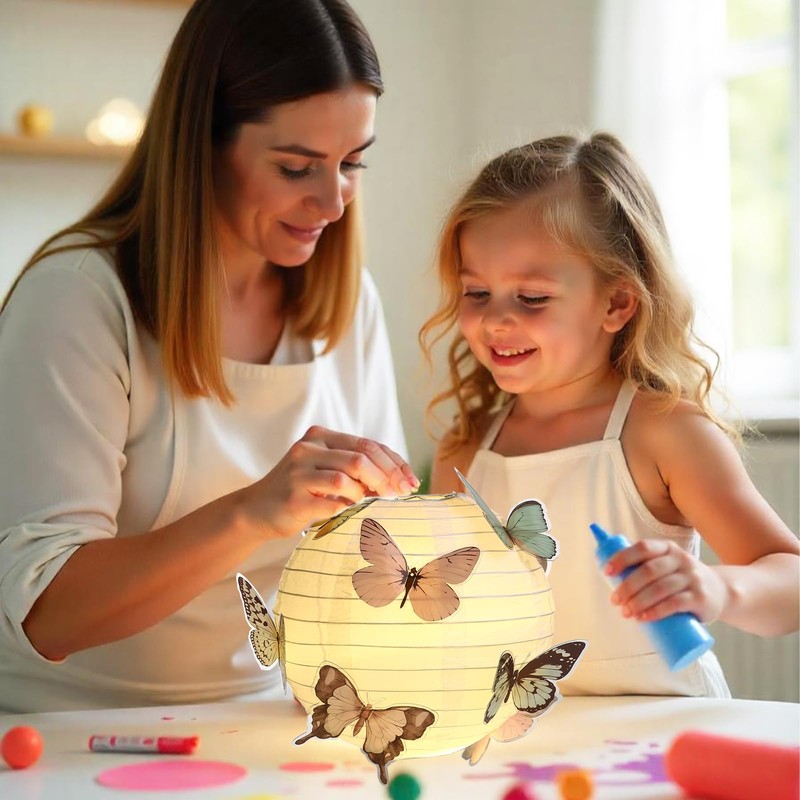 LIHAO 20 cm Paper Lantern Lampshade with Butterfly Round Lantern