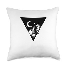Geometric Mountain Crescent Moon Design Throw Pillow