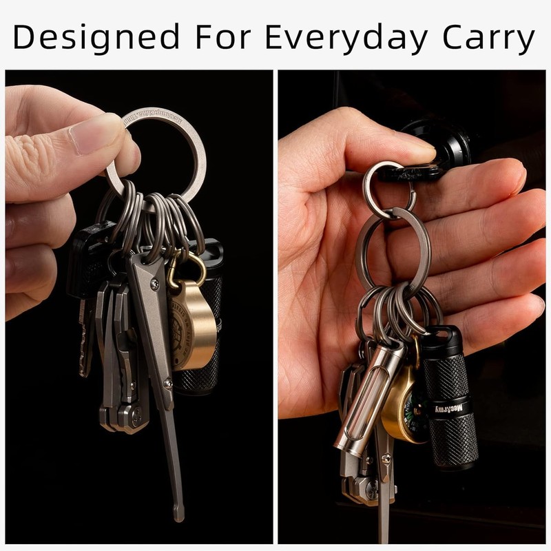 MecArmy Keychain, Titanium Carabiner EDC Key Ring Clip, Anti-Lost Quick