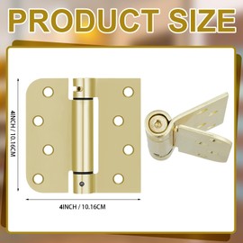 Hicarer 2 Pcs Self Closing Door Hinges 4 Inches Heavy Duty Steel Spring Loaded Hinges with 5/8" Radius Corner for Exterior Interior Doors, Bright Brass