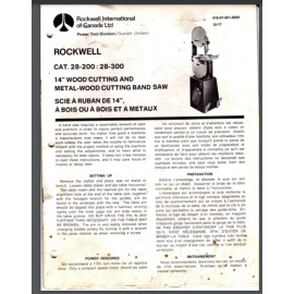 Rockwell CAT 28-200 28-300 14 inch Bandsaw 1977 comb bound Gloss cover