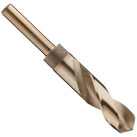Chicago Latrobe 190C Cobalt Steel Reduced Shank Drill Bit, Gold Oxide Finish, Round Shank, 118 Degree Split Point, 1" Size