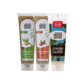 NEEM ERFRE | Pack de 3 crema dental de sabores mixtos, menta, cardamomo y canela 100g libre de fluor