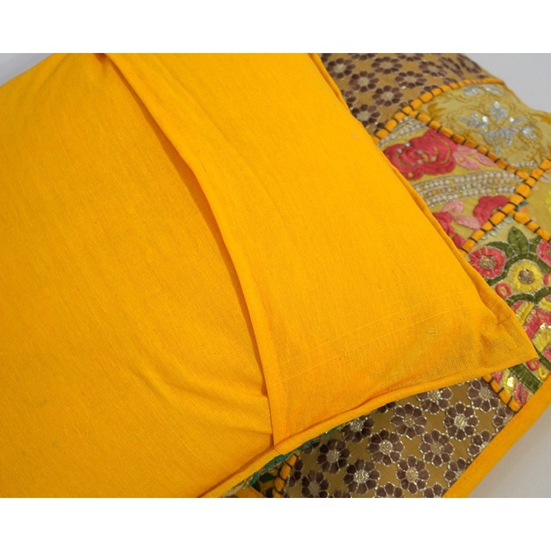 Rastogi Handicrafts Handmade Patchwork Cushion Pillow, Sari Patch Throw Pillow