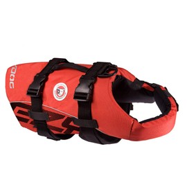 EzyDog Premium Doggy Flotation Device (DFD) - Adjustable Dog Life Jacket Preserver with Reflective Trim - Durable Grab Handle for Safety and Protection - 50% More Flotation Material (Large, Red)