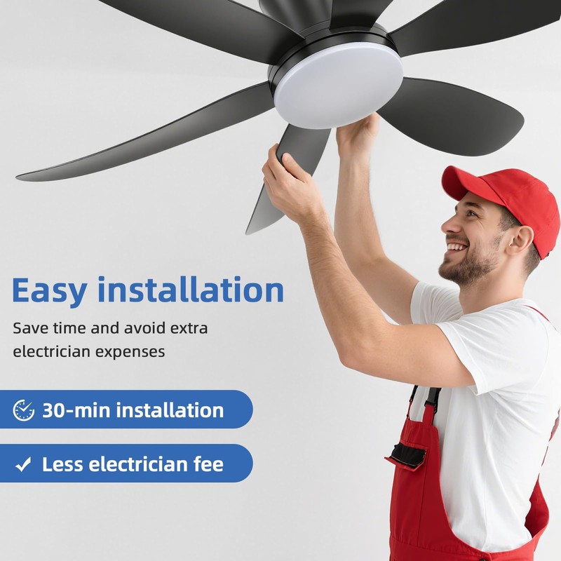 RIENAZA Ceiling Fans with Lights, 42 Inch Low Profile Ceiling