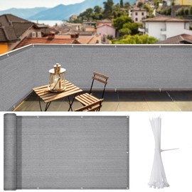 iCover 3x10ft Balcony Privacy Screen Fence, UV-Resistant Railing Fencing Cover for Porch Deck Patio Garden Backyard, Cable Zip Ties Included, Grey